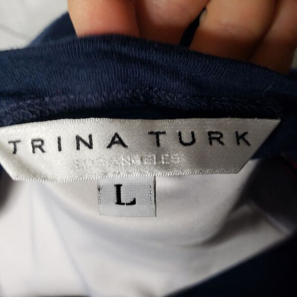 Trina Turk Aleta Top stripe boatneck large - Picture 4 of 6